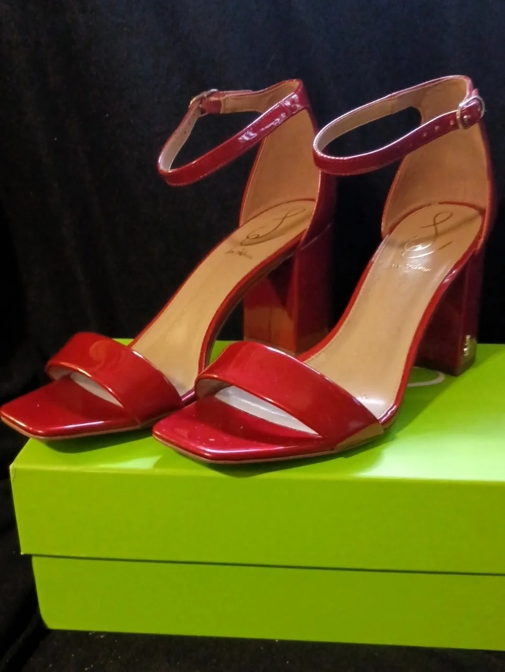 Sam Edelman DANIELLA Passion Red Block Heels w/Ankle Strap Women Sz 9M Like New
